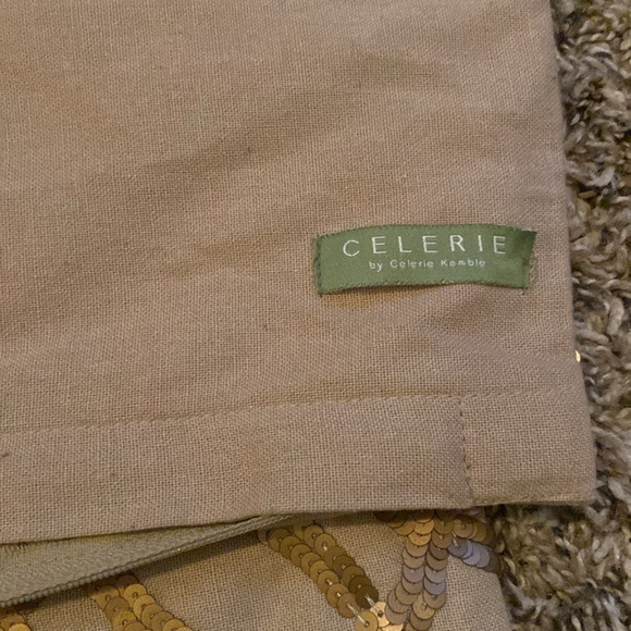 2 - Tan w/ gold designs,  CELERIE pillow covers. - Picture 3 of 3